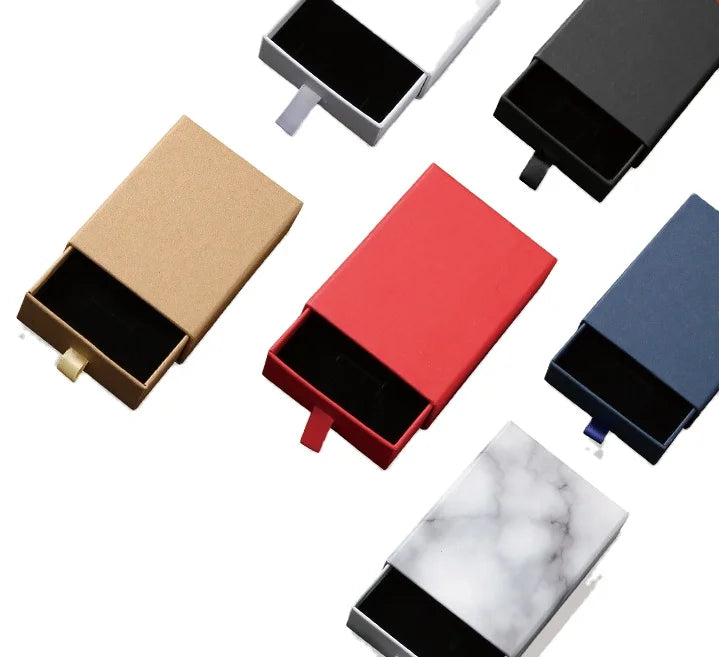 Custom logo Luxuray Velvet Jewelry Box Packaging Sliding Drawer Packaging Box