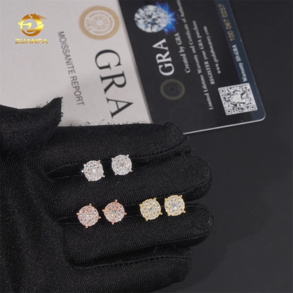 Factory Direct Low Price Iced Out Jewelry VVS Moissanite Diamond Iced Out 925 Silver Earrings