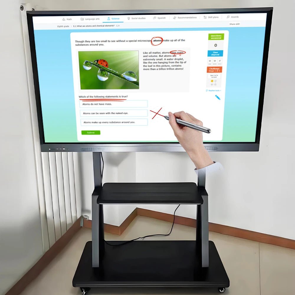 65 75 86 Inch Finger Touchscreen Wall Mount Floor Stand Interactive Whiteboard White Board Digital Interactive Whiteboard