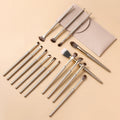 Professional 15PCS Eyeshadow Brush Set Premium Portable Synthetic Eye Makeup Brushes for Face Shaving Champagne Shades
