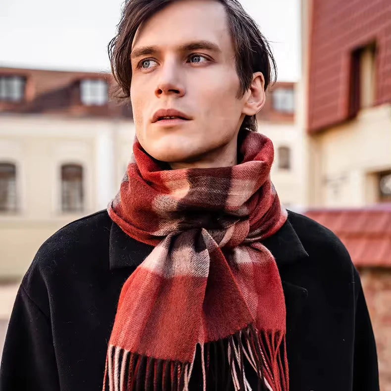Custom logo New Arrival Winter Warm Classic England Pattern Cashmere Scarf Woven Tartan Designer Cashmere Scarf for Men