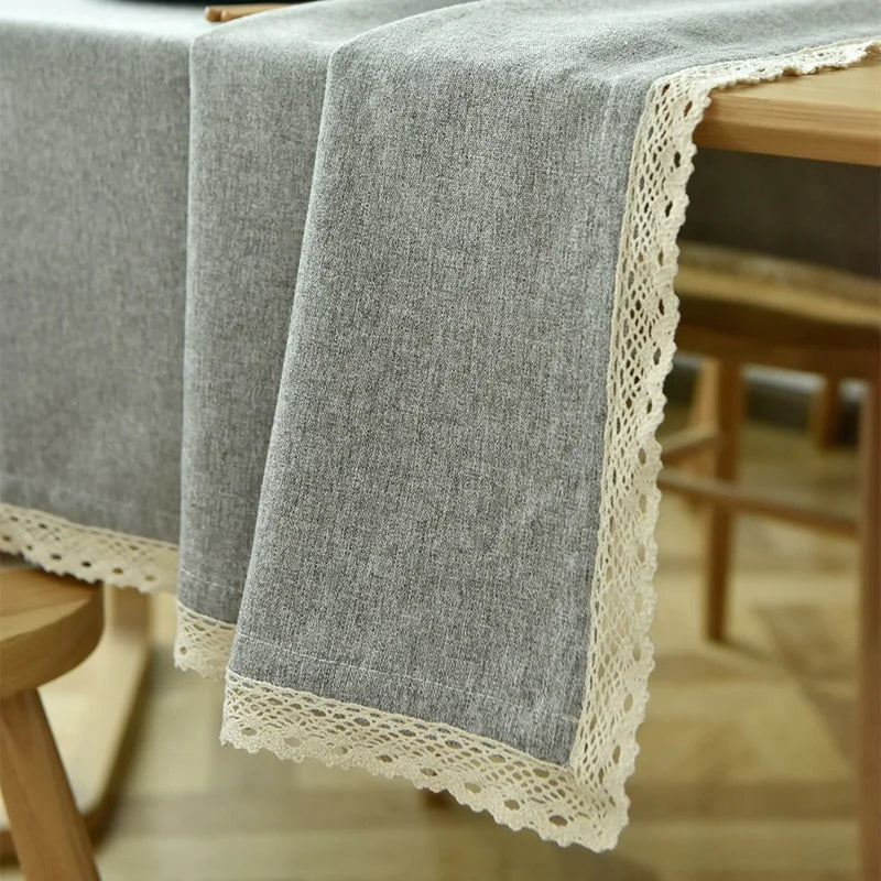 Nonwoven Tablecloth for Dinner Home Decor Customized Wholesale Lace Edge Table Cloth Fabric Rectangular Wedding Table Cover