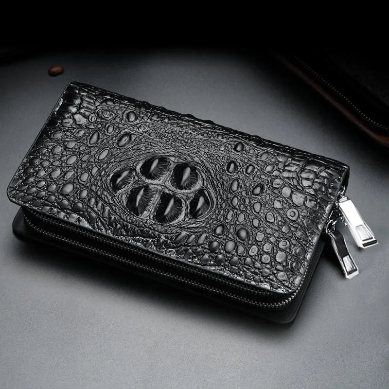 New Crocodile Pattern Double Zipper Business Casual Men's Clutch Bag