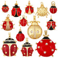 Fashion Enamel Red Ladybird Charm PendantReal 18K Gold Plated Zircon Necklace Bracelet Pendant Handmade Jewelry Accessories S66