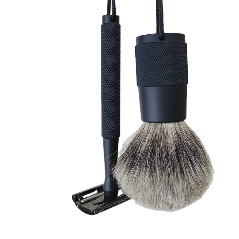 Top Quality Metal Handle Badger Hair Shaving Brush and Razor Men's Grooming Kit Shaving Gift