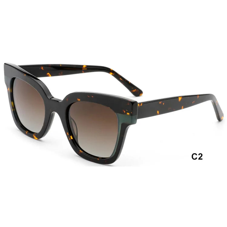 Hot Selling Unisex Black Acetate Sunglasses Custom Logo Luxury Polarized Sunglasses Tac Lens Sun Protective Shades