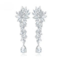 SLBRIDAL Crystals Rhinestones Wedding Dangle Earrings Bridesmaids Chandelier Earrings Bridal Drop Earrings Women Girls Jewelry