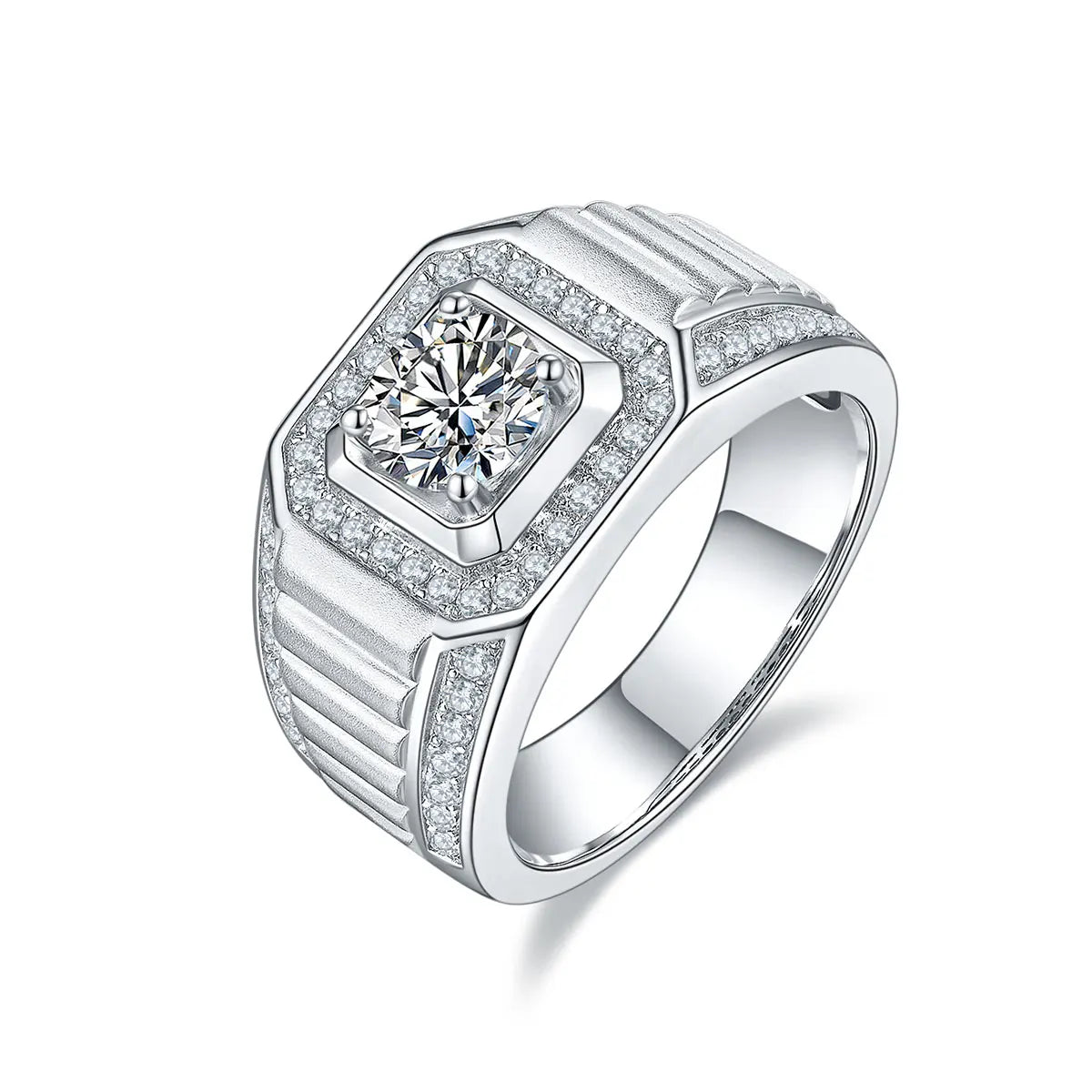 Luxury Design D Color VVS1 1Ct 2Ct 3 Ct 925 Sterling Silver Diamond Engagement Moissanite Ring for Men