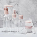 Mini Pink White Travel Bottle Set for Cosmetic PackagingPlastic Travel Set Cosmetic ContainerTravel Kit Plastic Bottles