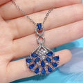 CAOSHI 925 Silver Plated Trendy Waterdrop Blue Gem Stone Zirconia Necklace in Bulk  Peacock Pendant Necklace for Women