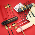 Wholesales Lunch Box Flatware Set Portable Camping 3pcs Stainless Steel  Set with Case for Student Cutlery