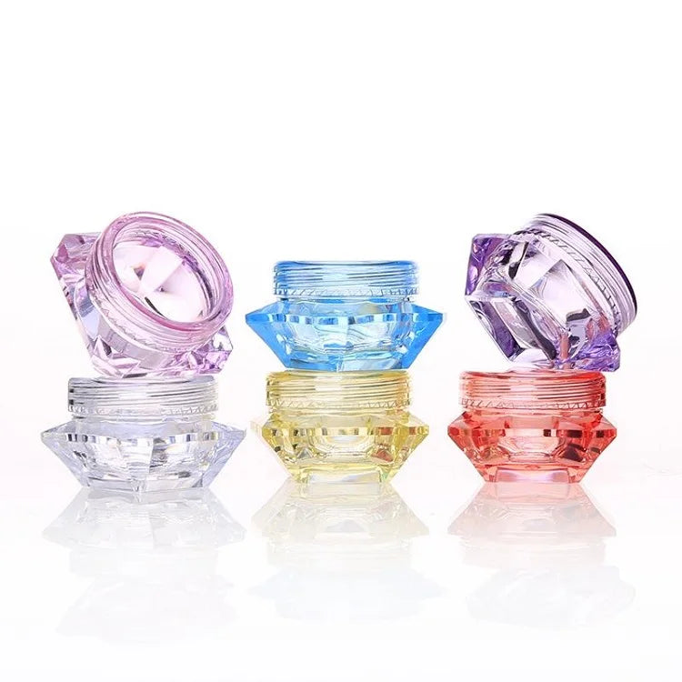 3g 5g Jars Empty AS Plastic Clear Purple Blue Yellow Crystal Nail Glitter Refillable Cosmetic Cream Sample Packaging Container