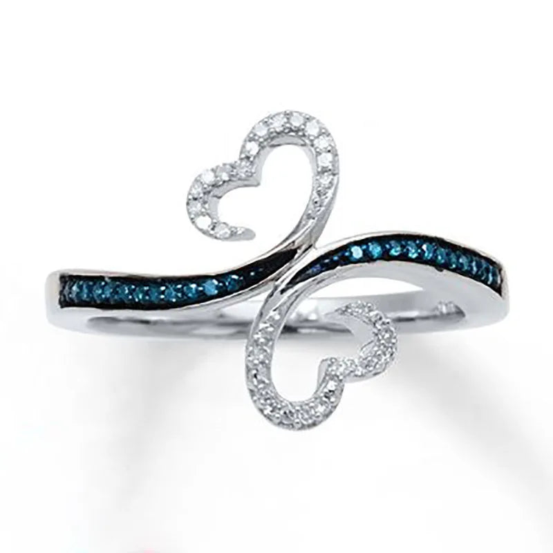 CAOSHI New Design Latest Rings Two Heart Hollow Shape Silver Plated Ring Delicate Lovely Hot Sale Rings Women