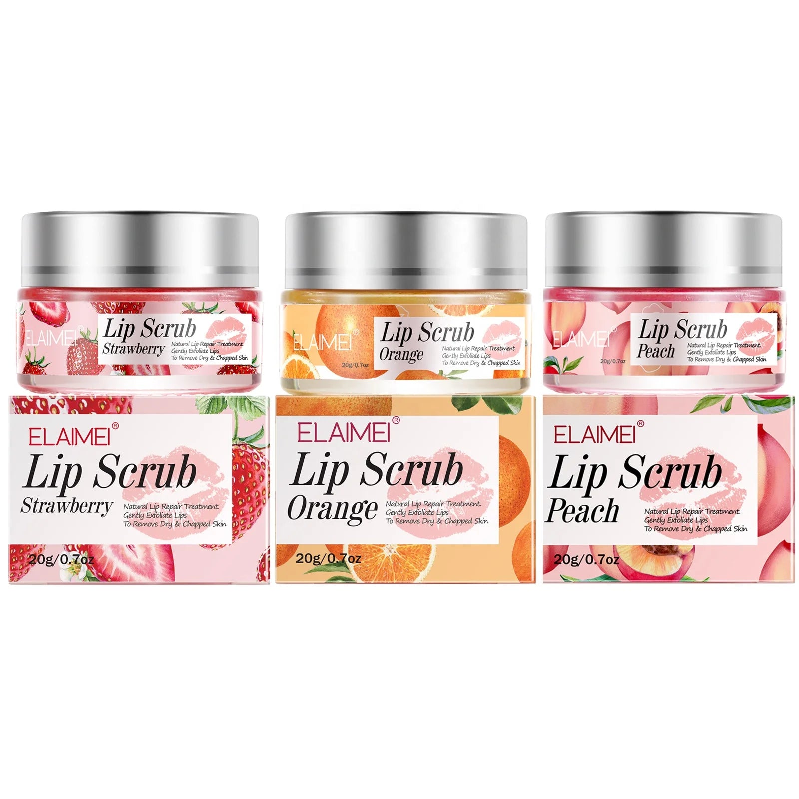 ELAIMEI Private Label Moisturizing Organic Honey 20g Scrub Orange Peach Strawberry Lip Stain Mask Creamlip Maskes Bulk