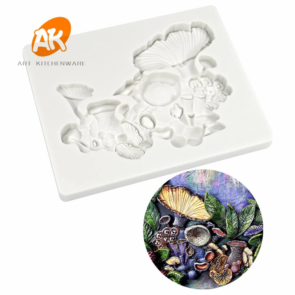 AK New Mushroom Shape Silicone Fondant Cake Mold Cake Decorating Tools Silicone Chocolate Sweet Mould DIY Sugar Craft Clay Molds