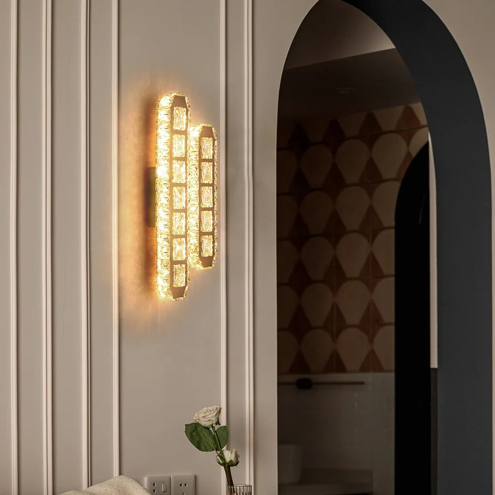 29W 46cm Change 3 Colors Hotel Lounge Villa Corridor Led Crystal Wall Lamp Bedside Bracket Light Stair Decor