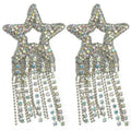 Wholesale Fashion AB Crystal Rhinestone Beaded Star Applique Patch Iron on Heat Seal Stone Star Patches With Metal Tassels