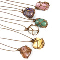 HZ Wholesale Crystal Beautiful Chakra CrystalTumbled Shape Tree of Life Pendant Necklace for Gifts Jewelry
