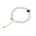 7 Inches Long 7-8mm Freshwater Flat Bead Silver Gold-plated Stretch Line Pearl Bracelet Ladies Fashion Gift Party
