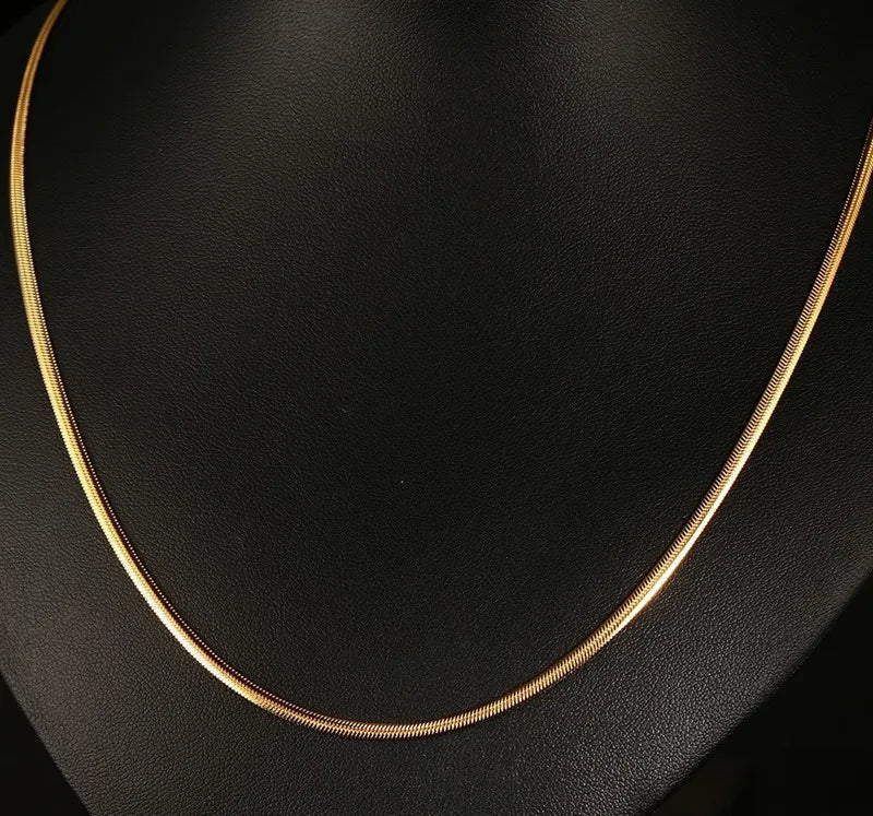 Joolim Jewelry 18K Gold Plated Herringbone Link Chain Stainless Steel Necklace Trendy Fashion Jewelry for Parties and Gifts