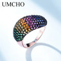 Wholesale Nano Colorful Stone Jewelry Ring Heavy Industry Micro-inlaid S925 Silver Gemstone Ring