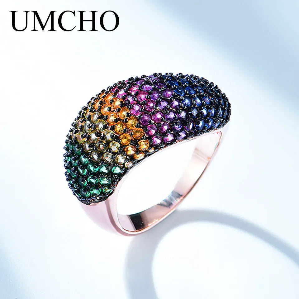 Wholesale Nano Colorful Stone Jewelry Ring Heavy Industry Micro-inlaid S925 Silver Gemstone Ring
