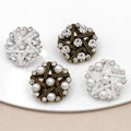 RB055 New Fashion Shank Flower Shape Rhinestones Buttons With Cotton Woven Trim for Clothing