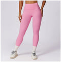 P326 Women's High-Waisted Quick Dry Fitness Leggings Hip Grinding Yoga Pants for Running Solid Pattern Mid Waist Fitness Pant