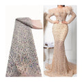 Hot Selling Shing rainbow Rhinestone Bridal Voile Lace Mesh Fabric for Dress Colorful Embroidery Rhinestone Fabric Lace