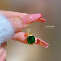 Fashion Zircon Square Emerald Pendant Necklace Stainless Steel Necklace for Women Jewelry Party Gifts