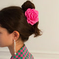 Q&Y New Summer Fabric Rose Hair Accessories 9cm Big High-grade French PC Hair Claws Elegance Flowers Hair Claw Clips for Girls