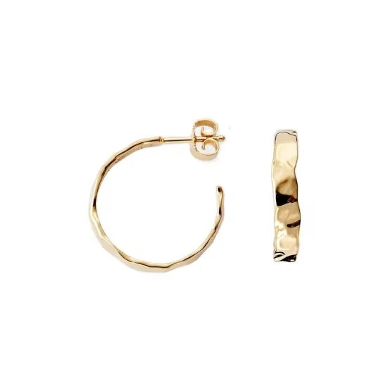 925 Sterling Silver Hammered Banket Medium Hugge Hoop Earring for Women 14k Gold Jewelry Wholesale