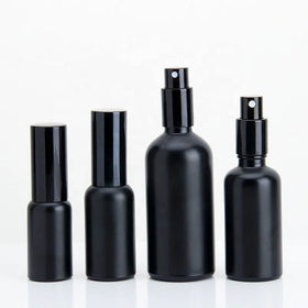 Matte Black Glass Bottle Sprayer 20 ml 30 ml 50 ml 100 ml Black Cosmetic Bottle With Aluminum Spray Pump