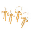 J&D New Trend Luxury Earrings Women 18K Gold Plated Stainless Steel Zircon Bow Shaped Earrings for Girls