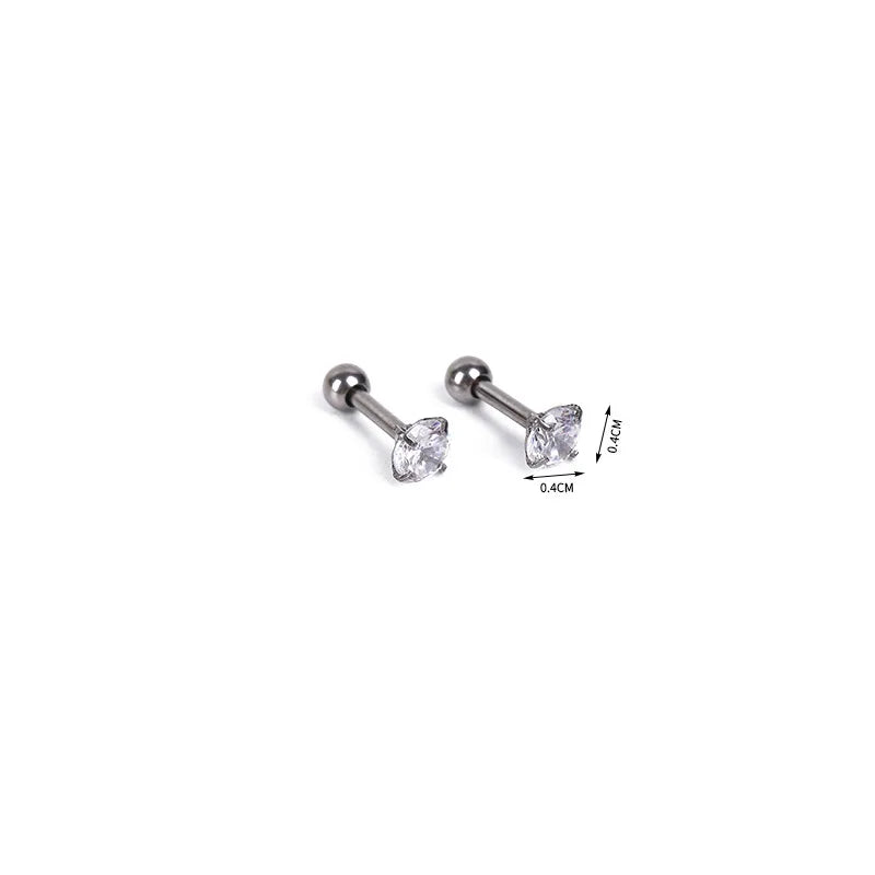 2025 Titanium Zircon Stud Earrings Simple Hypoallergenic Piercing Jewelry for Men Women