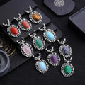 Assorted Natural Stone Deer Pendants Oval Gemstone Cabochon Elk Animal Design Charm Pendants for Necklace Accessory