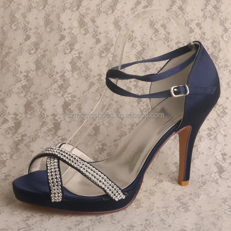 New Design Navy Rhinestone Sandals 2025