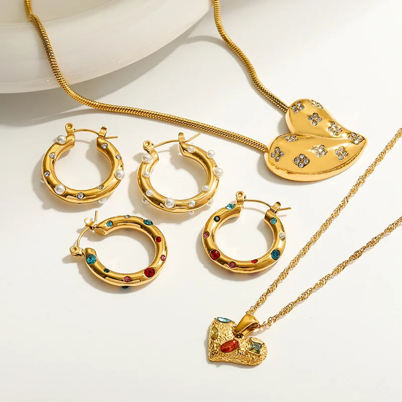 MICCI Stainless Steel Fashion Custom Earrings Necklaces High Quality Jewelry Sets 18K Gold for Women
