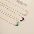 Fashion Irregular Birthstone Necklace Rose Quartz Amethyst Beads Dainty Gold Plated Stainless Steel Chain Jewelry