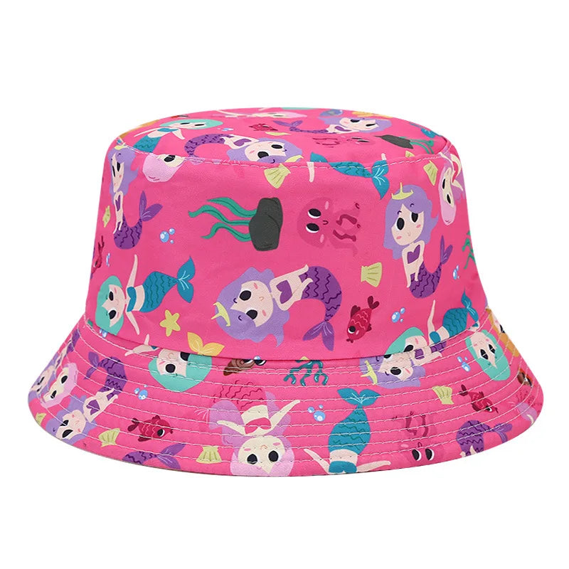Kids Wholesale Customized Adjustable Kids Printing Sun Hat UV Protection Summer Bucket Hat Kids Wide Brim Hat