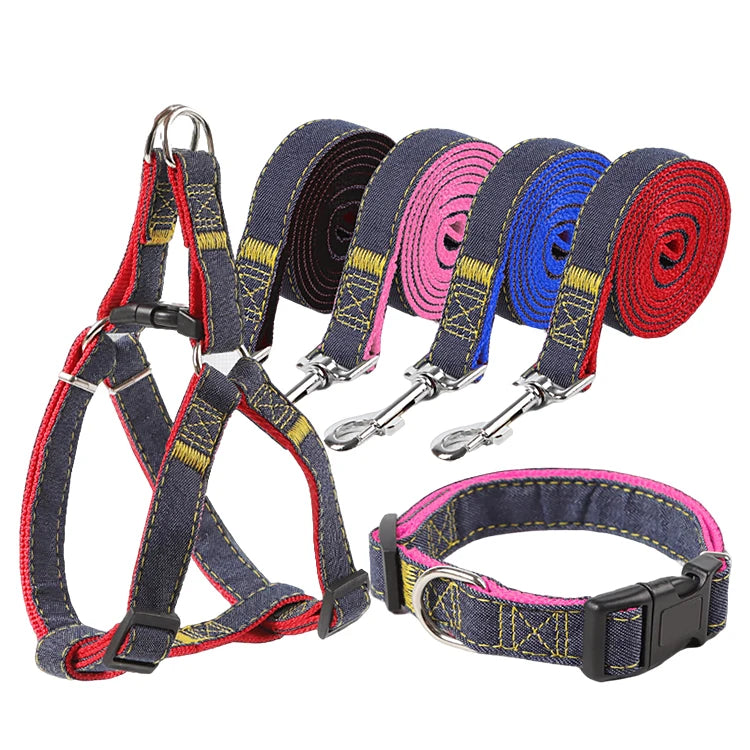 Custom Arnes Perro Dog Harness Set  Pet Leash Dog Vest Leash Collar and Leash Set Pet Collars Harness Set