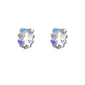 Fashion Cute Sweet Colorful Enamel Earrings S925 Sterling Silver Rhodium Plated Zircon love Heart Hoop Earrings