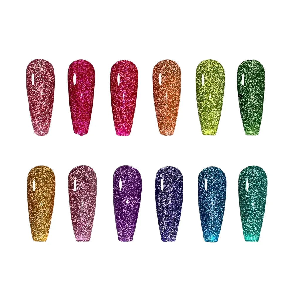 LOW MOQ Bottle Packing Gel Polish Vegan Reflective Disco Super Permanent Semi Reflective Glitter UV Gel