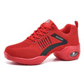 Red Breathable Soft Jazz Dance Sneakers Fabric Tennis Social Dance Shoes Line Dane Cheer Sport Shoes for Women