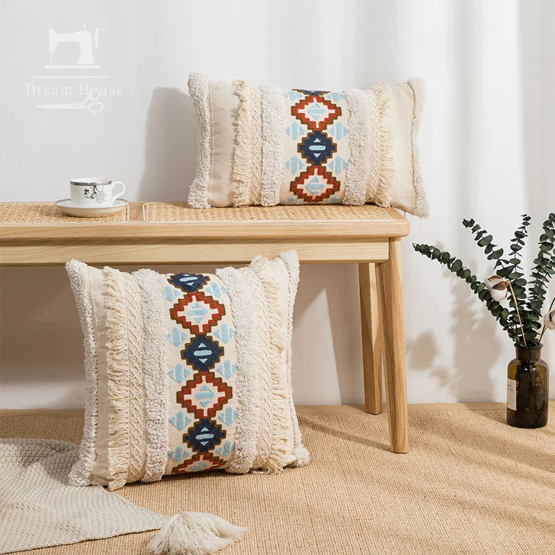 100% Cotton Woven Tufted Decorative Square Pillowcases for Couch Sofa Bed/