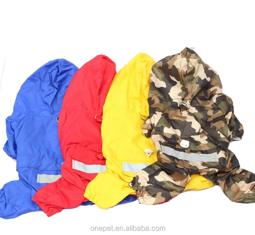 Wholesale Large Pet Raincoat Winter Waterproof Polyester Clothes for Dogs Solid Pattern Design