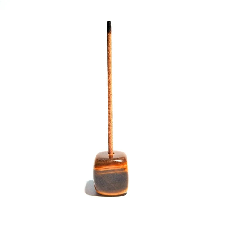 HZ Crystals Best Design Jade Stone tiger Eye Cubes Shape Incense Holder Natural Crystal Incense Holder