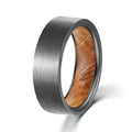 POYA 7mm 5.5mm Gunmetal Tungsten Rings Inlay Oak Barrel Wood Sleeve Vintage Mens Wedding Ring