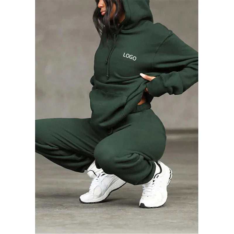 Custom Women Clothing Sets Tracksuit Set Casual Sweatsuit Fleece Jogging Suits Cotton Two Piece Hoodies and Sweatpants Set