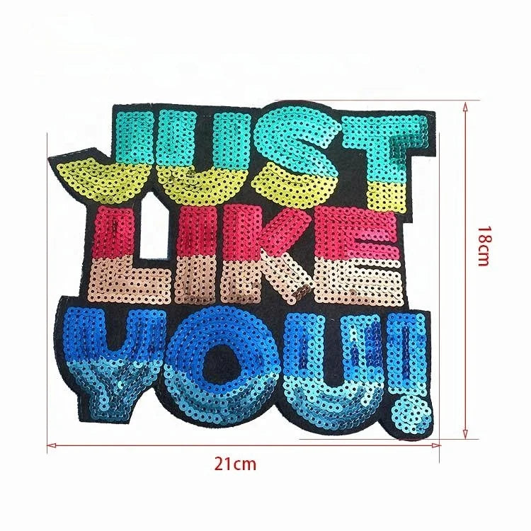 Wholesale Custom Letters Sequin Embroidery Patch for Garment Backpack Bag Decoration
